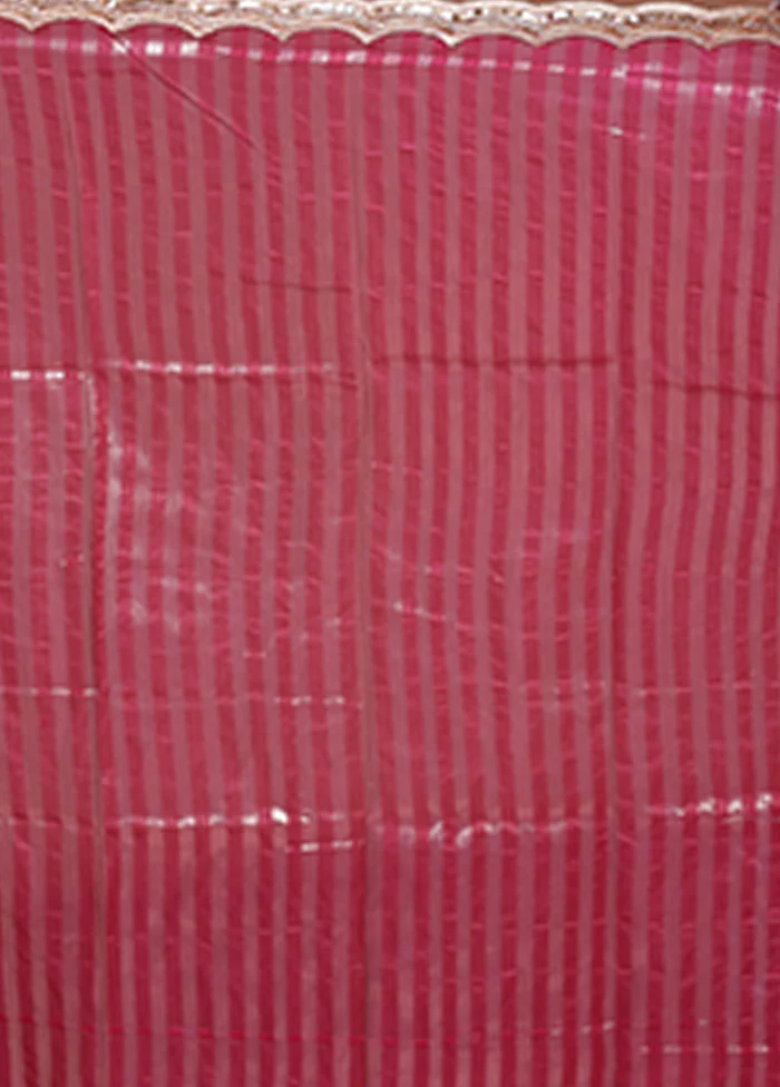 Pink Organza Saree With Blouse Piece - Image 5