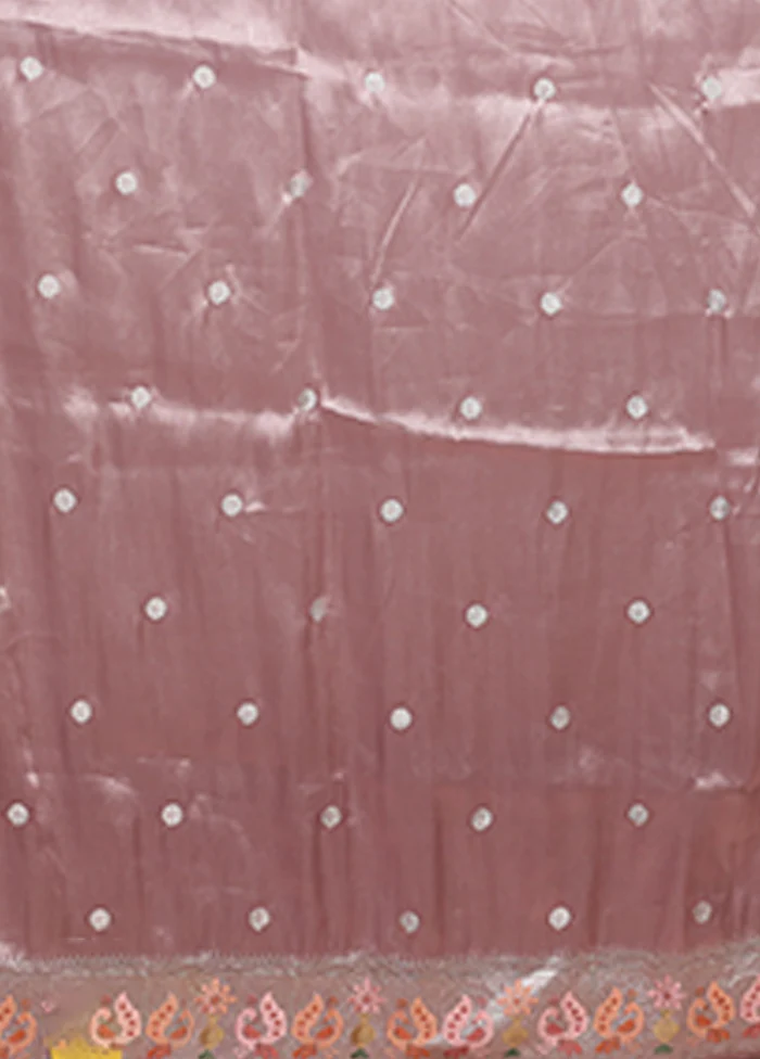 Pink Organza Saree With Blouse Piece - Image 5
