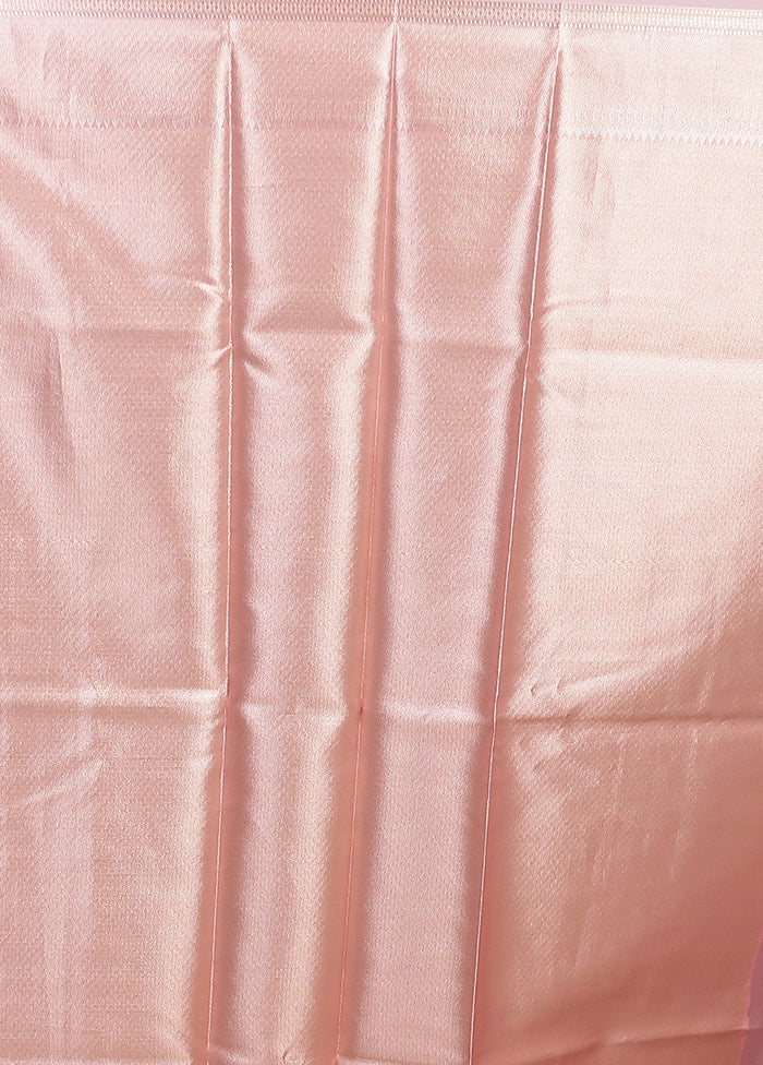 Pink Organza Saree With Blouse Piece - Image 5