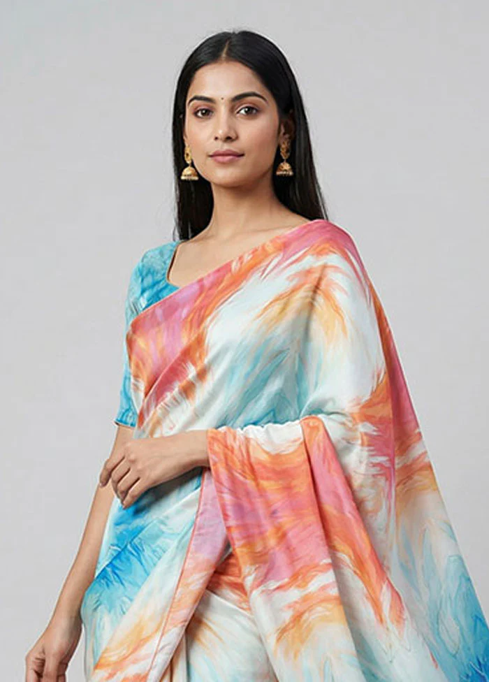 Pink Organza Saree With Blouse Piece - Image 2