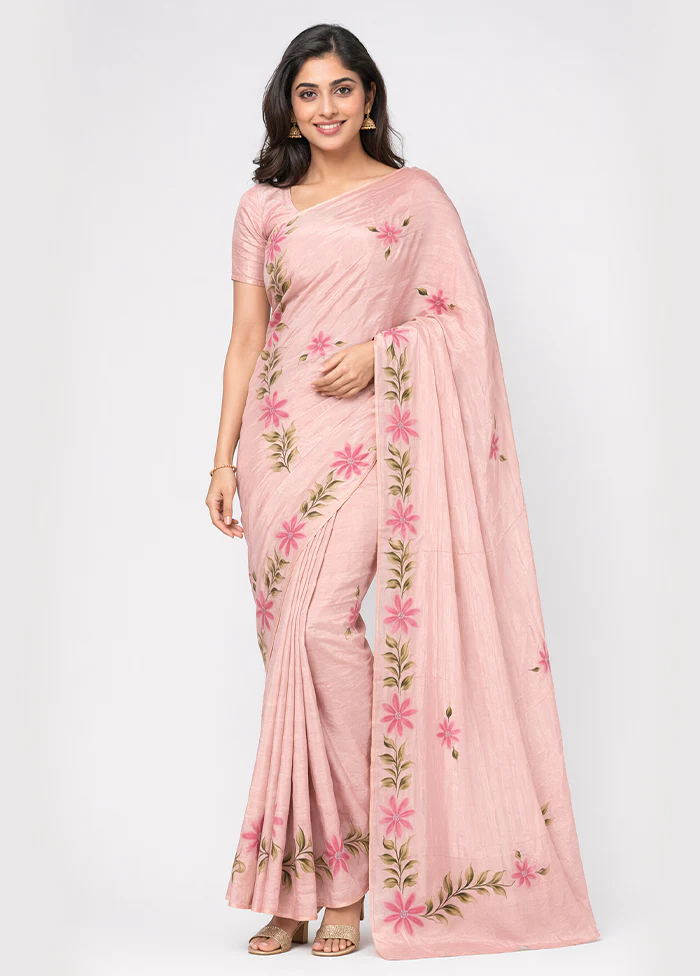 Pink Organza Saree With Blouse Piece