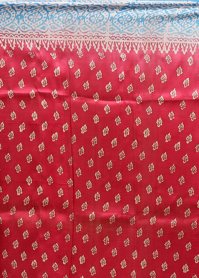 Pink Printed Silk Saree Without Blouse Piece - Image 5