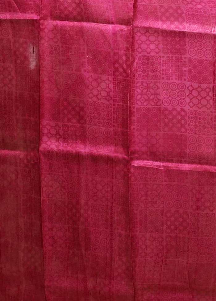 Pink Printed Silk Saree Without Blouse Piece - Image 5