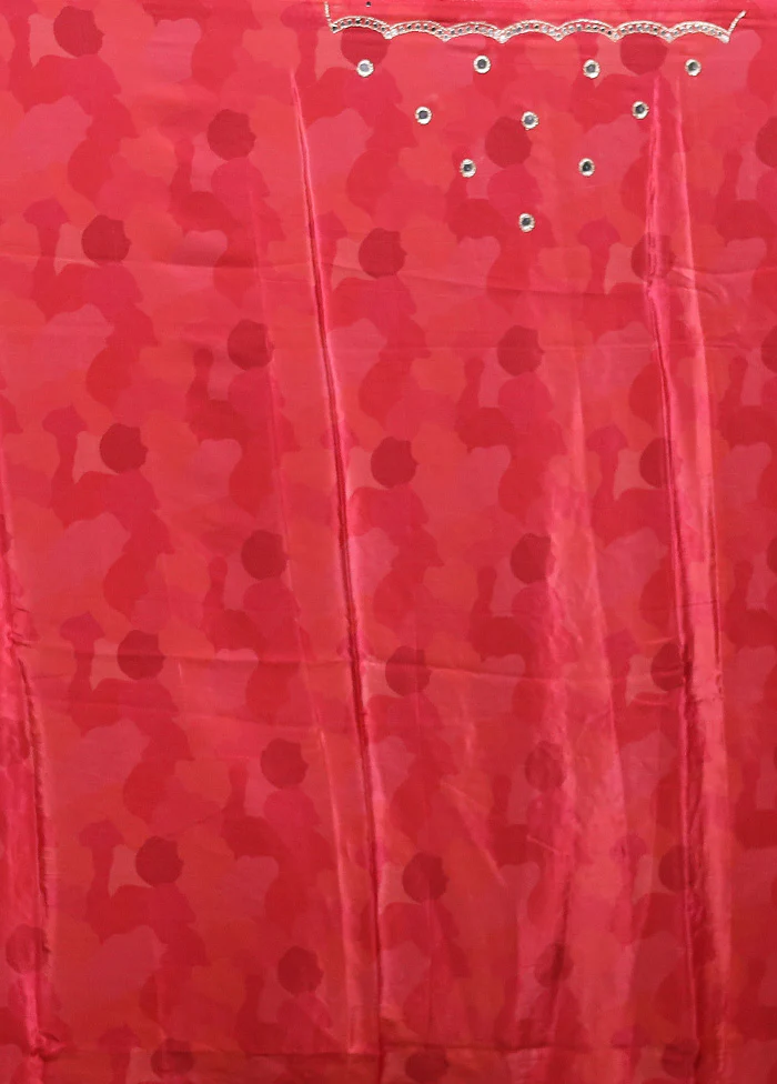 Pink Printed Pure Silk Saree Without Blouse Piece - Image 5