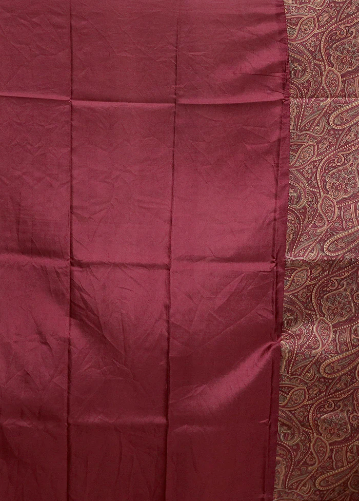 Pink Printed Pure Silk Saree Without Blouse Piece - Image 5
