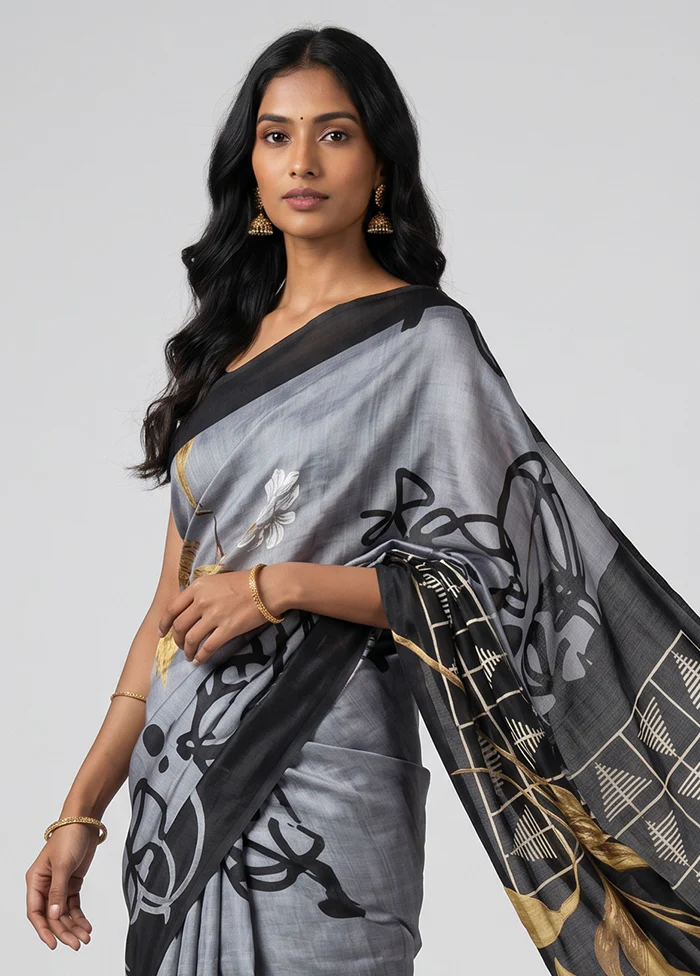 Pink Printed Pure Silk Saree Without Blouse Piece - Image 2