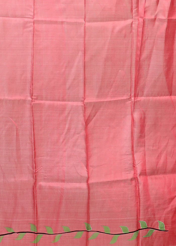 Pink Printed Silk Saree Without Blouse Piece - Image 5