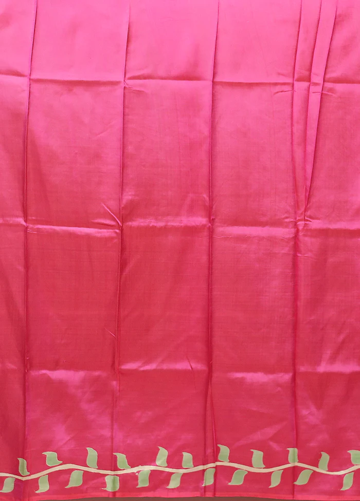 Pink Printed Silk Saree Without Blouse Piece - Image 5