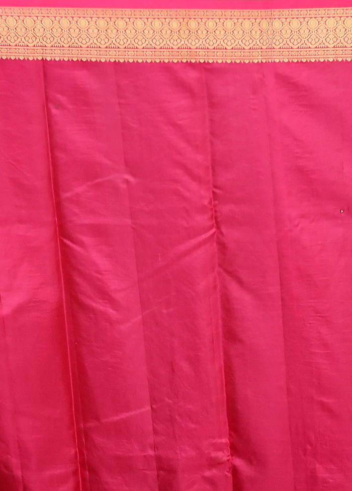 Pink Printed Pure Silk Saree Without Blouse Piece - Image 5