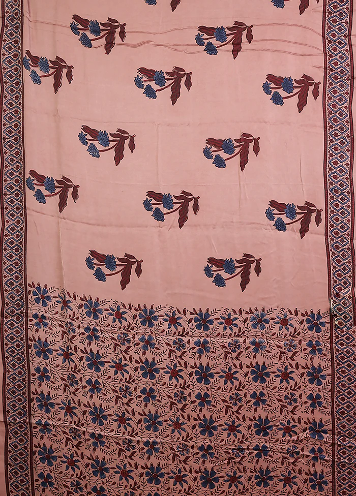 Pink Printed Pure Silk Saree Without Blouse Piece - Image 4