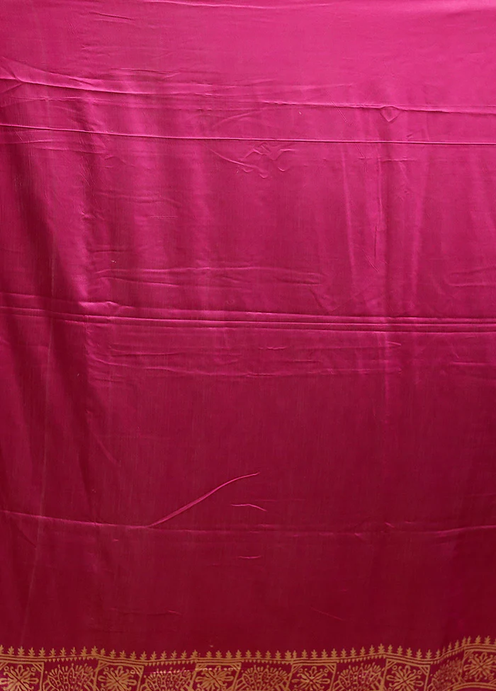 Pink Printed Silk Saree Without Blouse Piece - Image 5