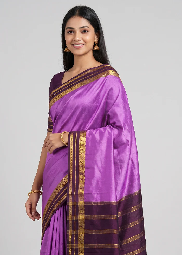 Pink Printed Silk Saree Without Blouse Piece - Image 2