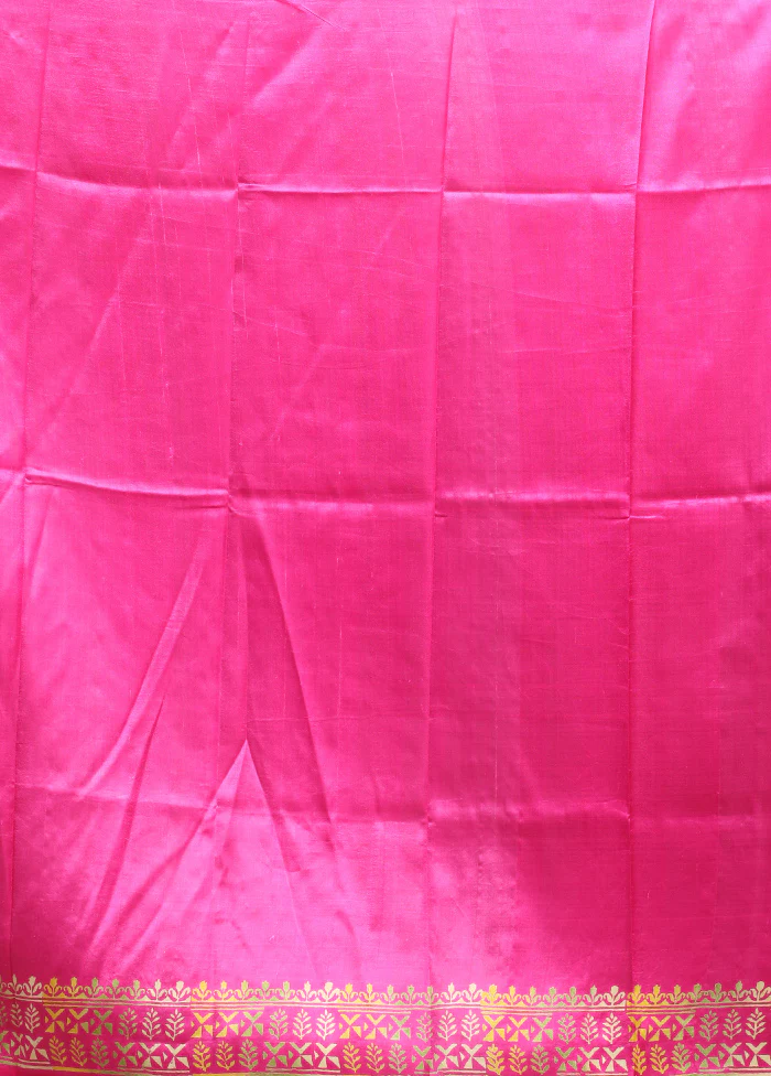 Pink Pure Bishnupuri Silk Saree Without Blouse Piece - Image 5