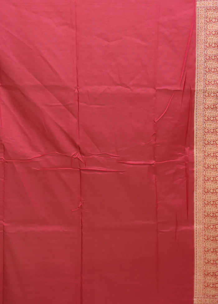 Pink Pure Cotton Saree With Blouse Piece - Image 5
