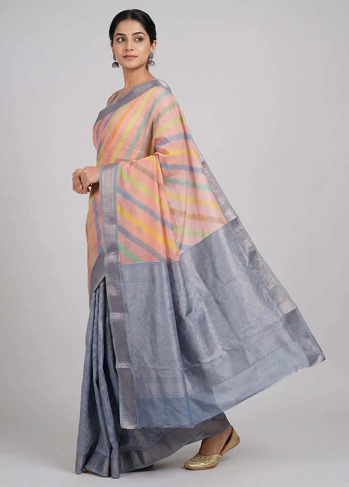 Pink Pure Cotton Saree With Blouse Piece