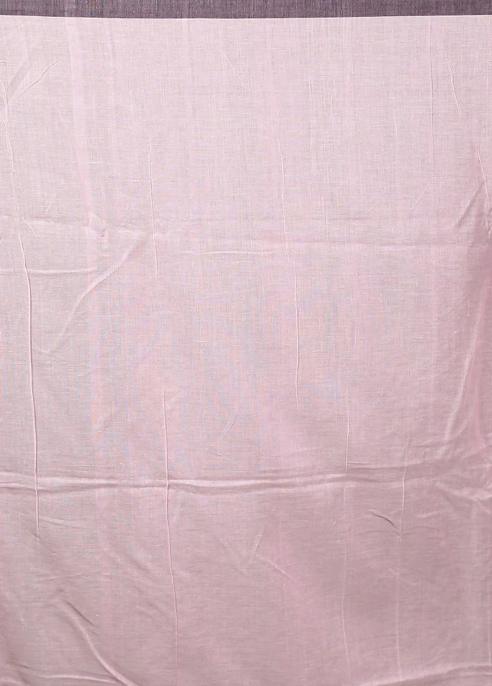 Pink Pure Cotton Saree With Blouse Piece - Image 5