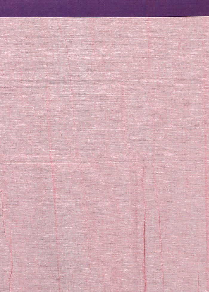 Pink Pure Cotton Saree With Blouse Piece - Image 5