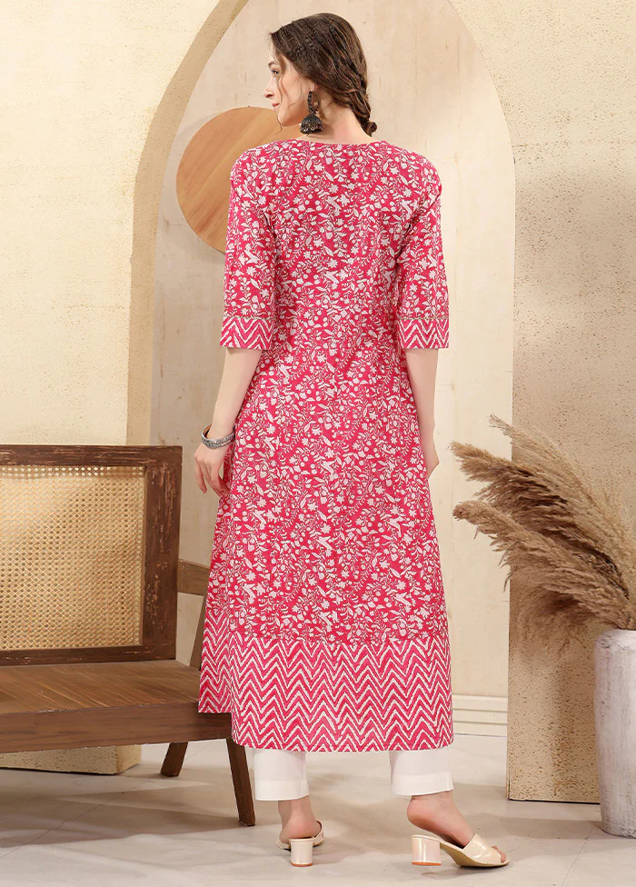 Pink Readymade Cotton Long Kurti - Image 2