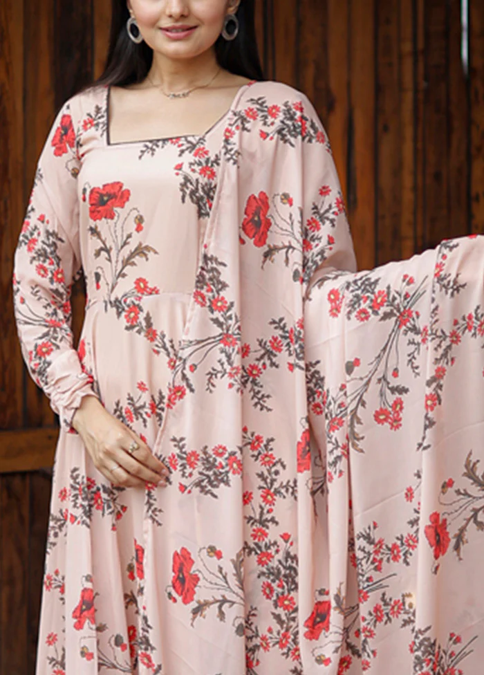 Pink Readymade Georgette Dupatta Indian Dress - Image 3