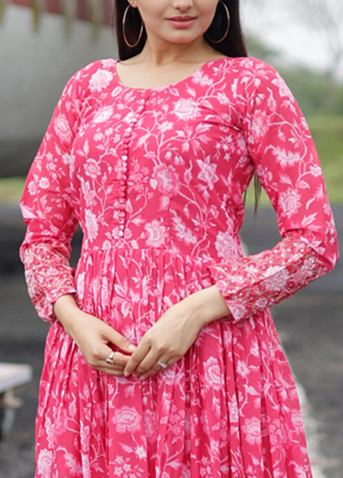 Pink Readymade Georgette Indian Dress - Image 3