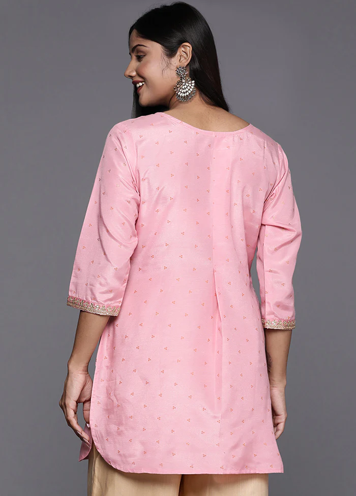 Pink Readymade Silk Tunic - Image 3