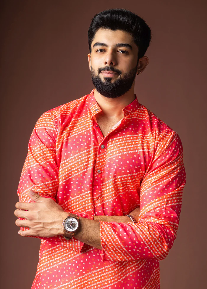 Pink Silk Kurta & Pajama Set - Image 2