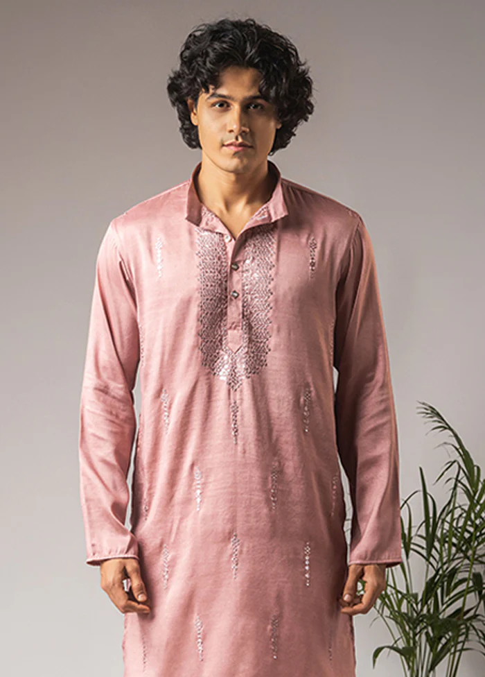 Pink Silk Kurta & Pajama Set - Image 2