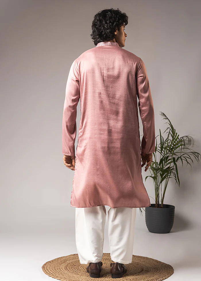 Pink Silk Kurta & Pajama Set - Image 3