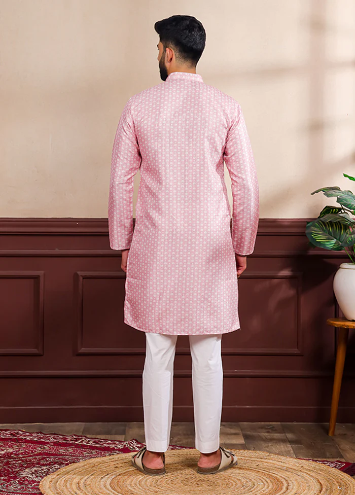 Pink Silk Kurta & Pajama Set - Image 3