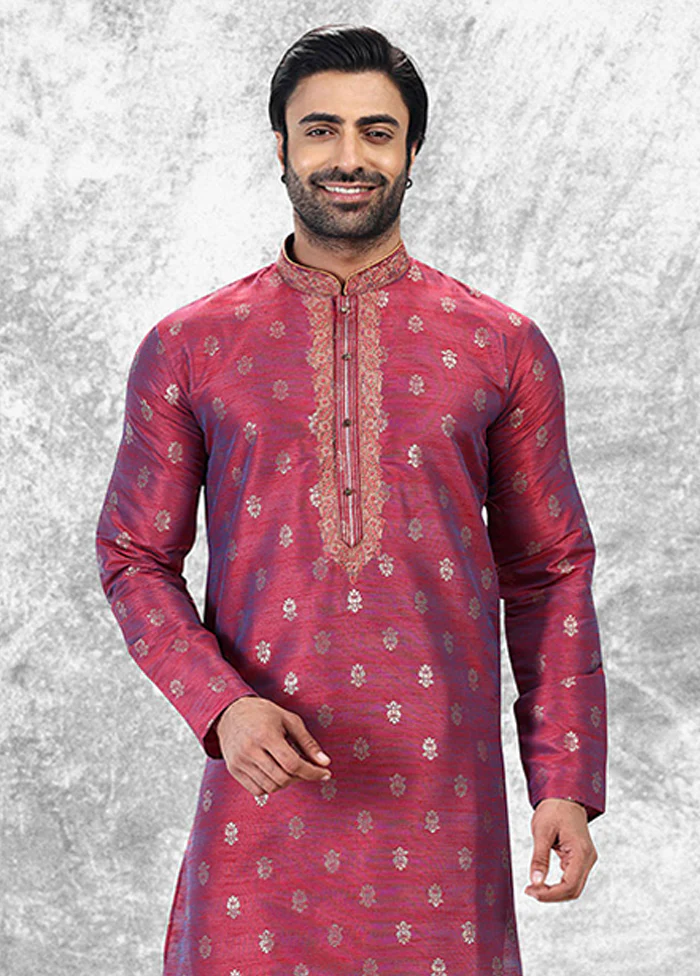 Pink Silk Kurta & Pajama Set - Image 2