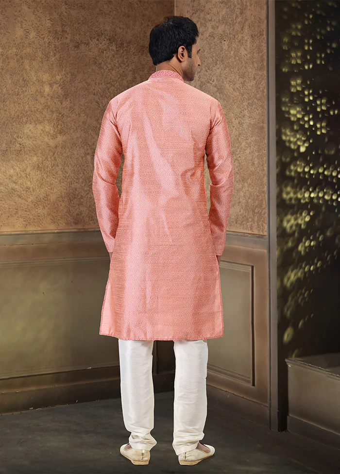 Pink Silk Kurta & Pajama Set - Image 3