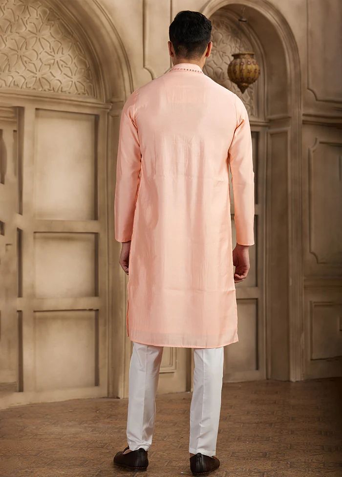 Pink Silk Kurta & Pajama Set - Image 3