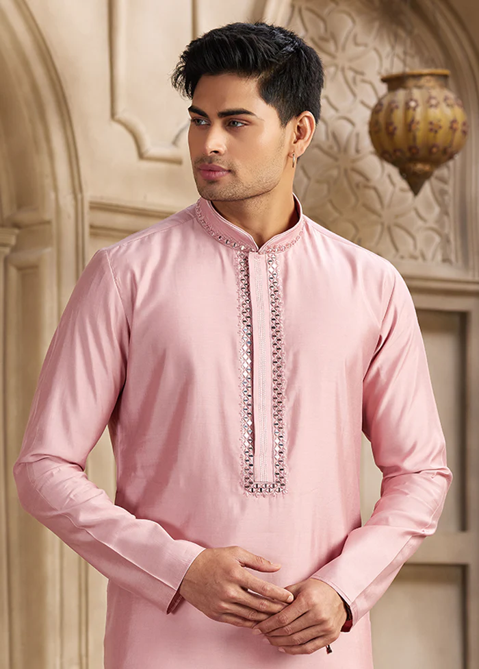 Pink Silk Kurta & Pajama Set - Image 2