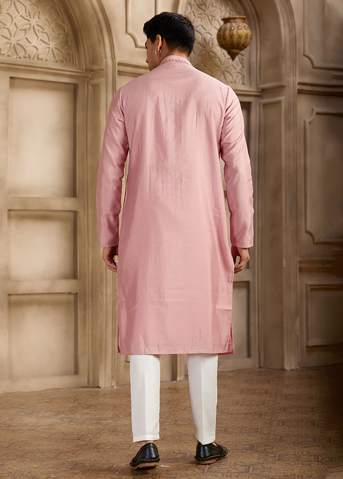 Pink Silk Kurta & Pajama Set - Image 3