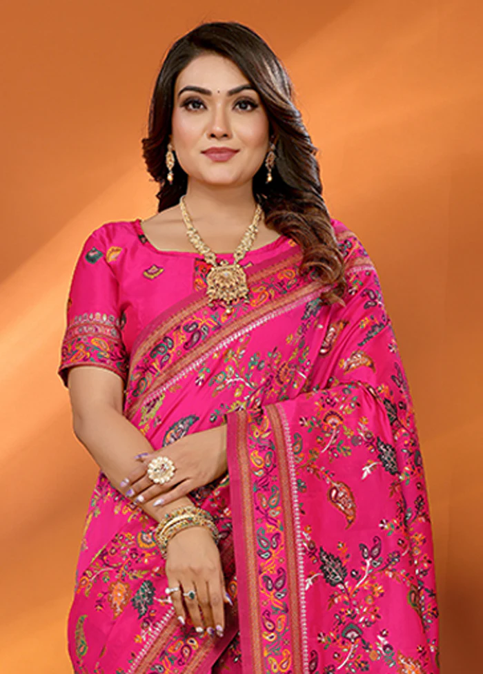Pink Spun Silk Saree With Blouse Piece - Image 2