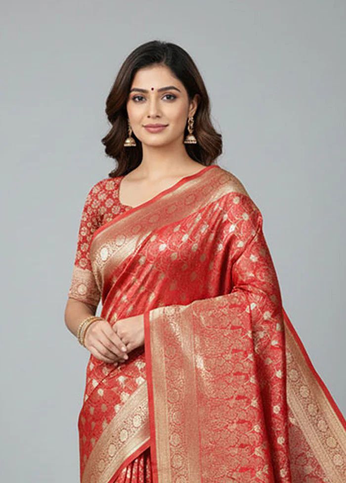 Pink Tanchoi Silk Saree With Blouse Piece - Image 2