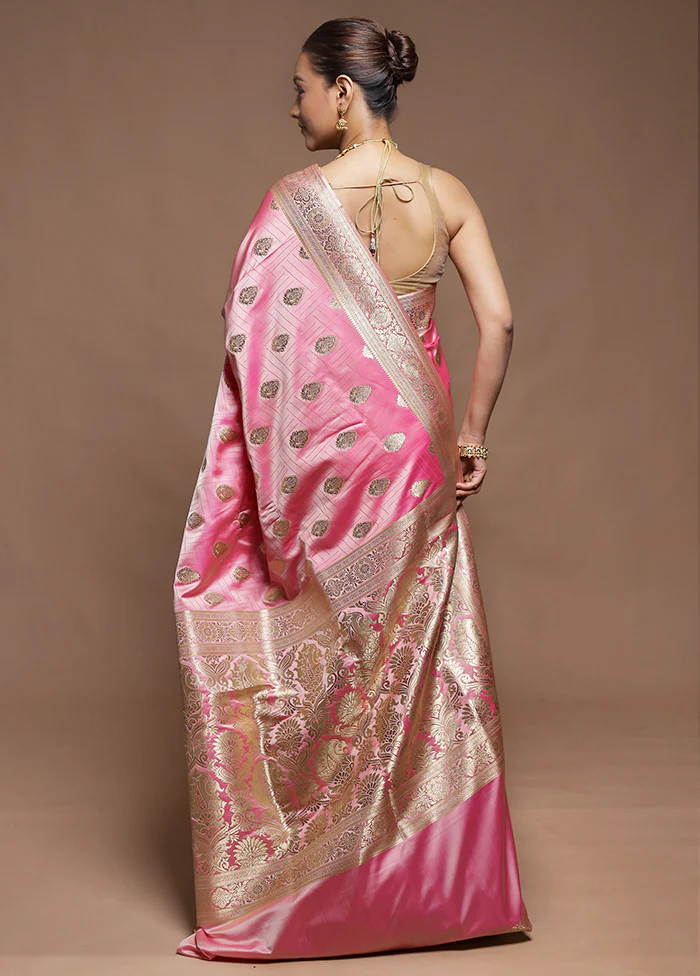 Pink Tanchoi Silk Saree With Blouse Piece - Image 3