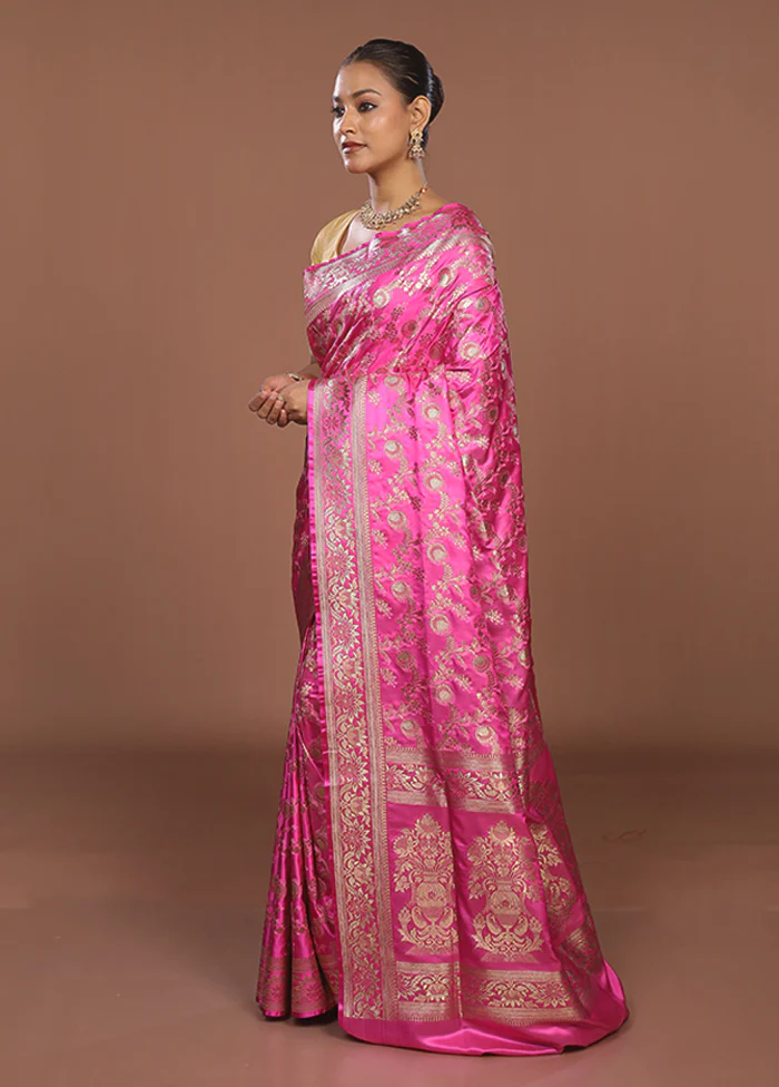 Pink Tanchoi Silk Saree With Blouse Piece - Image 4