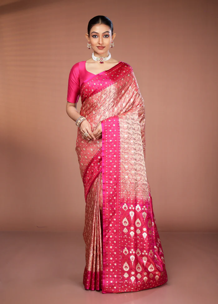 Pink Tanchoi Silk Saree With Blouse Piece - Image 2