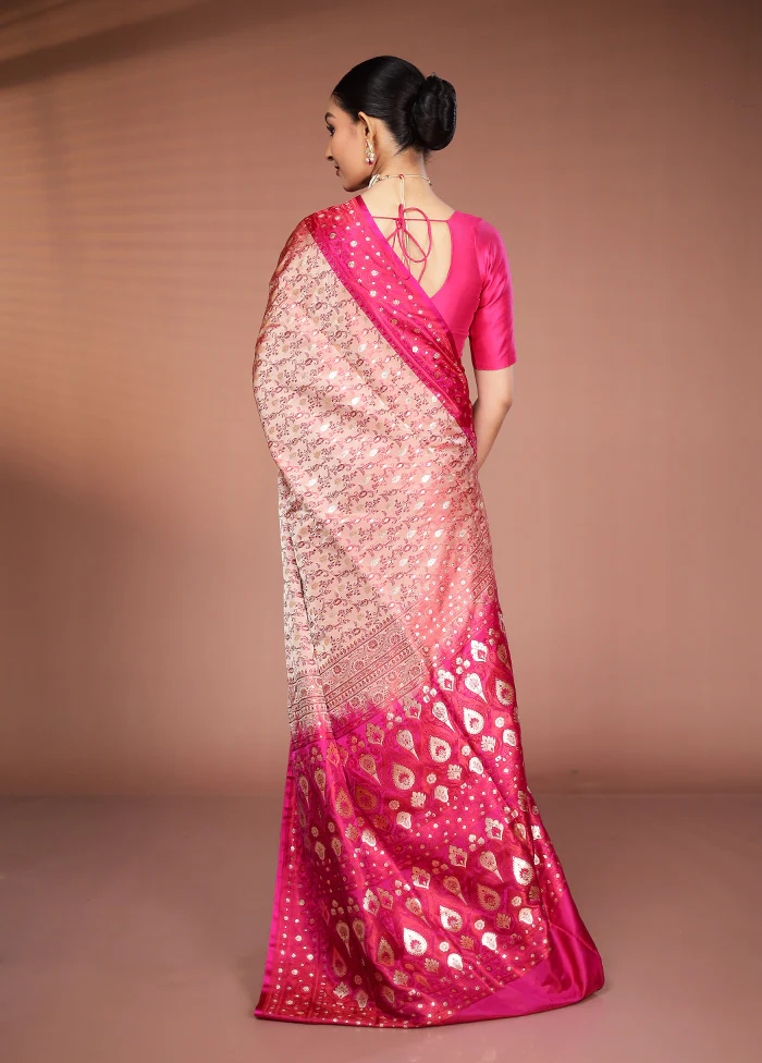 Pink Tanchoi Silk Saree With Blouse Piece - Image 3