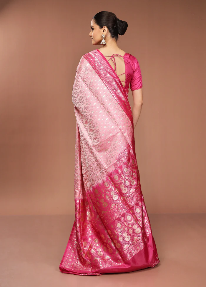 Pink Tanchoi Silk Saree With Blouse Piece - Image 3