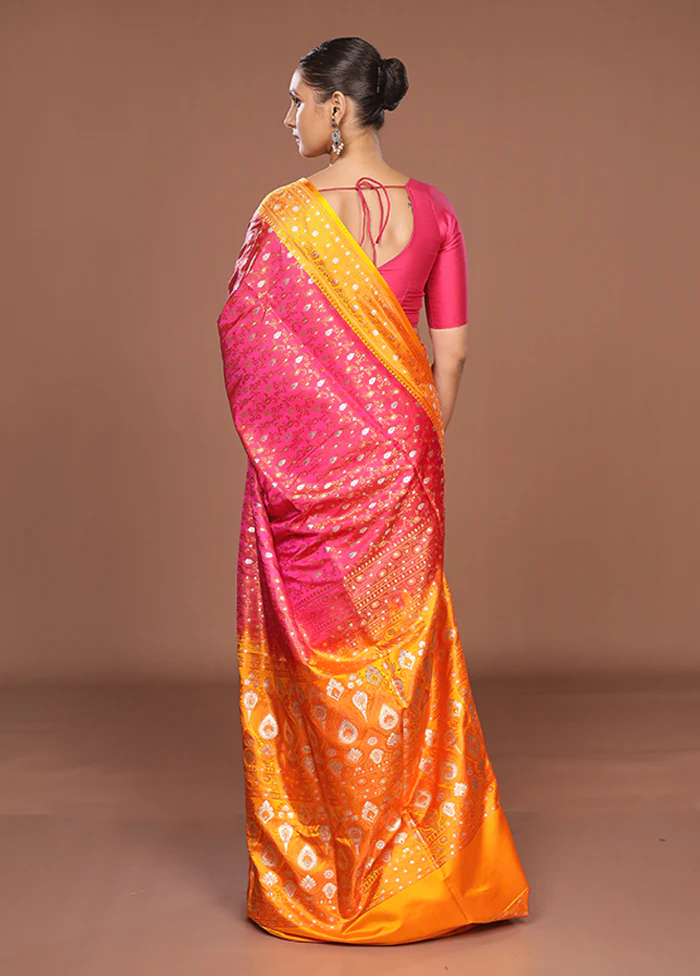Pink Tanchoi Silk Saree With Blouse Piece - Image 3
