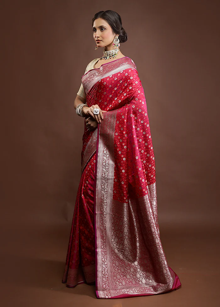 Pink Tanchoi Silk Saree With Blouse Piece - Image 4