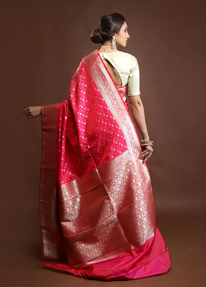 Pink Tanchoi Silk Saree With Blouse Piece - Image 3