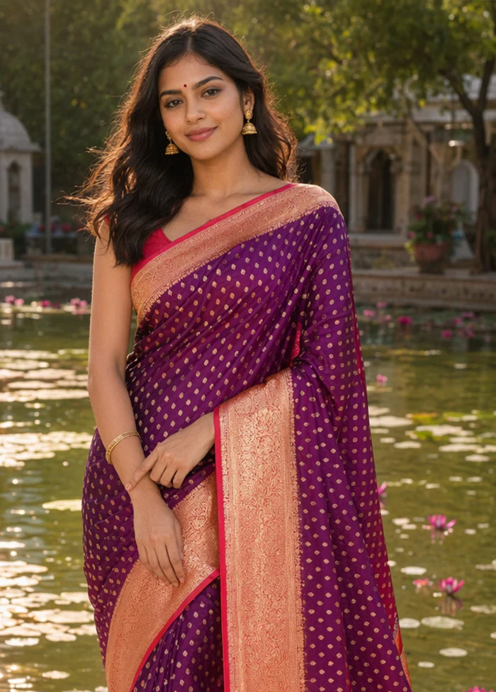 Pink Tanchoi Silk Saree With Blouse Piece - Image 2