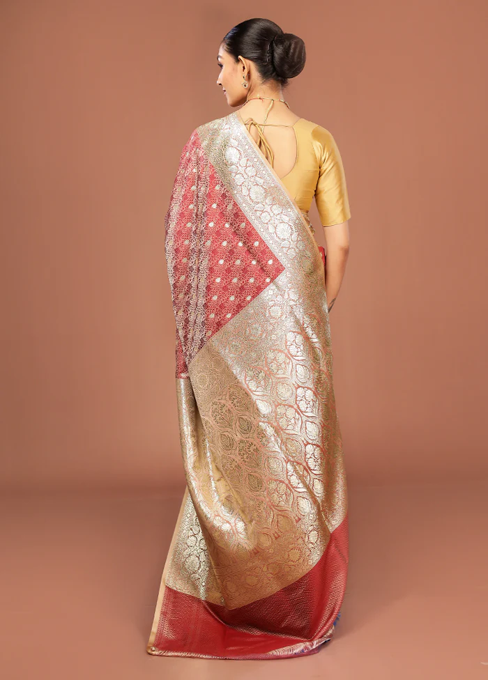 Pink Tanchoi Silk Saree With Blouse Piece - Image 3