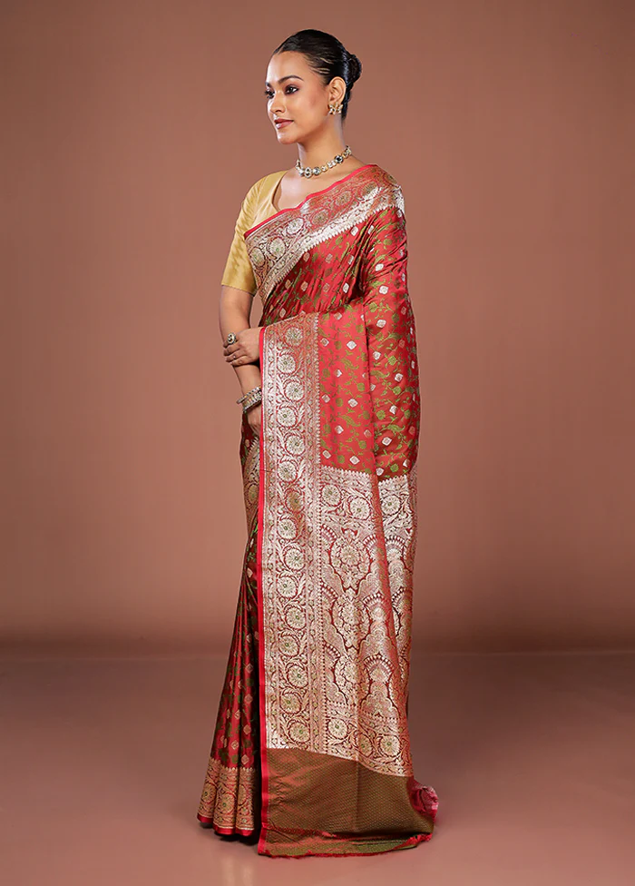 Pink Tanchoi Silk Saree With Blouse Piece - Image 4