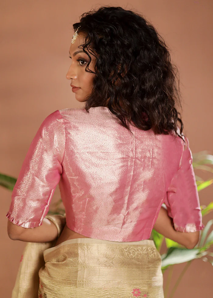 Pink Tissue Designer Blouse - Image 2