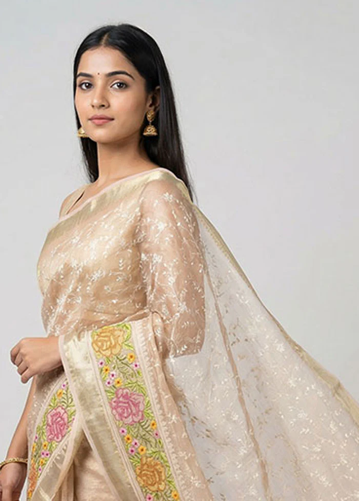 Pink Tissue Silk Saree With Blouse Piece - Image 2