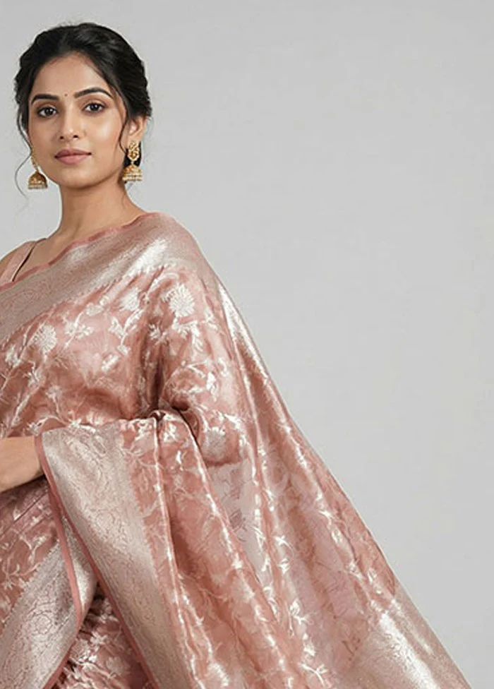 Pink Tissue Silk Saree With Blouse Piece - Image 2